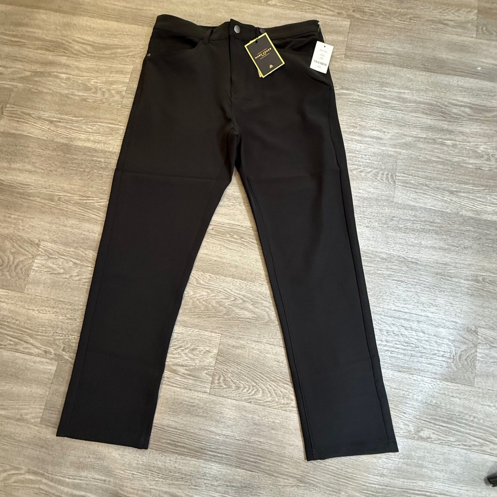Marc Asher Athletic Taper Black Pants Mens 34W‎ 30L MMA500 NWT